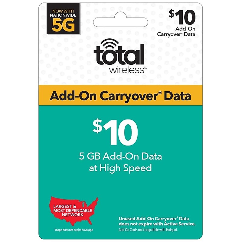 Total Wireless Data Card  Prepaid Airtime Card $10 image 1