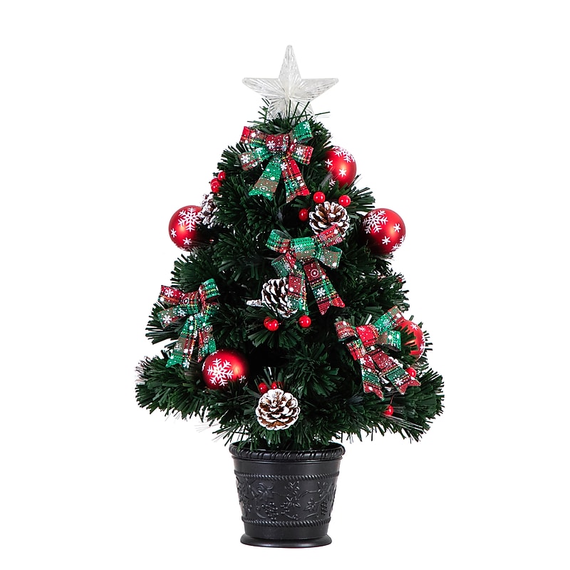 Nearly Natural 24-in Pre-Lit Fiber Optic Cosmopolitan Star Topped Artificial Christmas Tree with Decorative Planter (T4749) image 1
