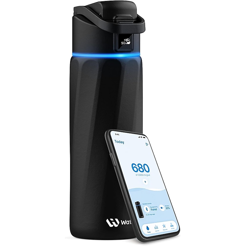 WaterH BOOST Stainless Steel Triple Wall Insulated Smart Water Bottle, 24 oz., Black (B003-24OZ-BK) image 1