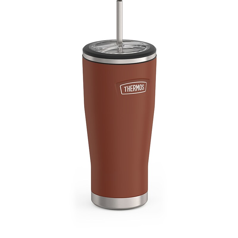 Thermos Icon Stainless Steel Vacuum Insulated Cold Tumbler with Straw, 24 oz., Saddle (EAIS1112SD4) image 1