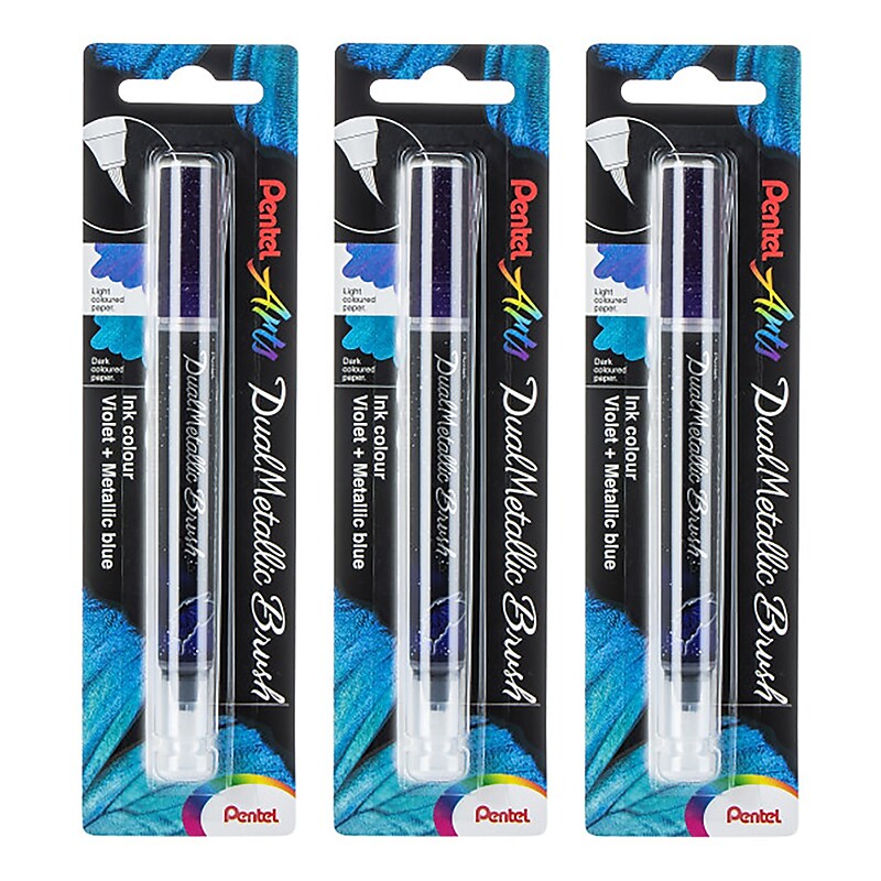 Pentel DualMetallic, Brown Ink, 3/Bundle (PTAXGFHBPDVX-3) image 1