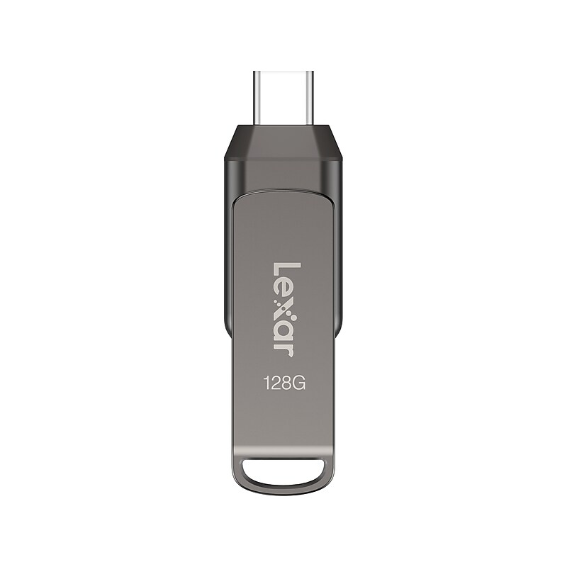 Lexar JumpDrive D400 Dual 128GB USB 3.1 Flash Drive, Titanium (LJDD400-128GBNU) image 1