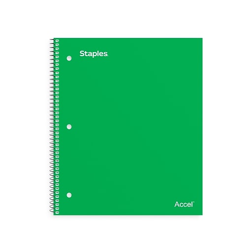 Staples Premium 1Subject Notebook, 8.5" x 11", College Ruled, 100