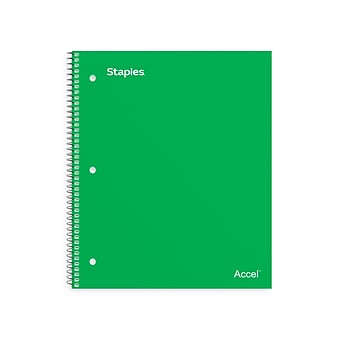 Staples Premium 1-Subject Notebook, 8.5" x 11", College Ruled, 100 Sheets, Green (TR51451)