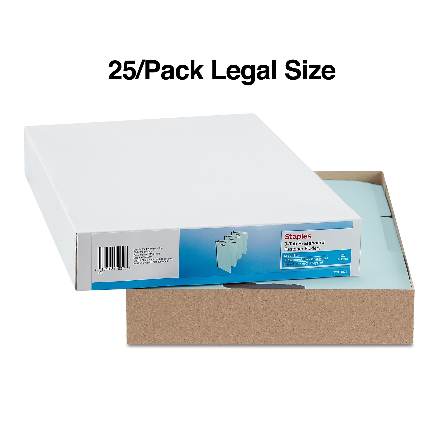 Staples Pressspan Befestigung Ordner Legal 3" Erweiterung 25/Box TR384871-CC - Bild 3 von 6