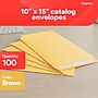 Staples Gummed Kraft Catalog Envelopes, 10"L x 15"H, Brown, 100/Box (SPL534768)~#|#~F6BD16BF-F198-4217-979C78D717E1E838_sc7
