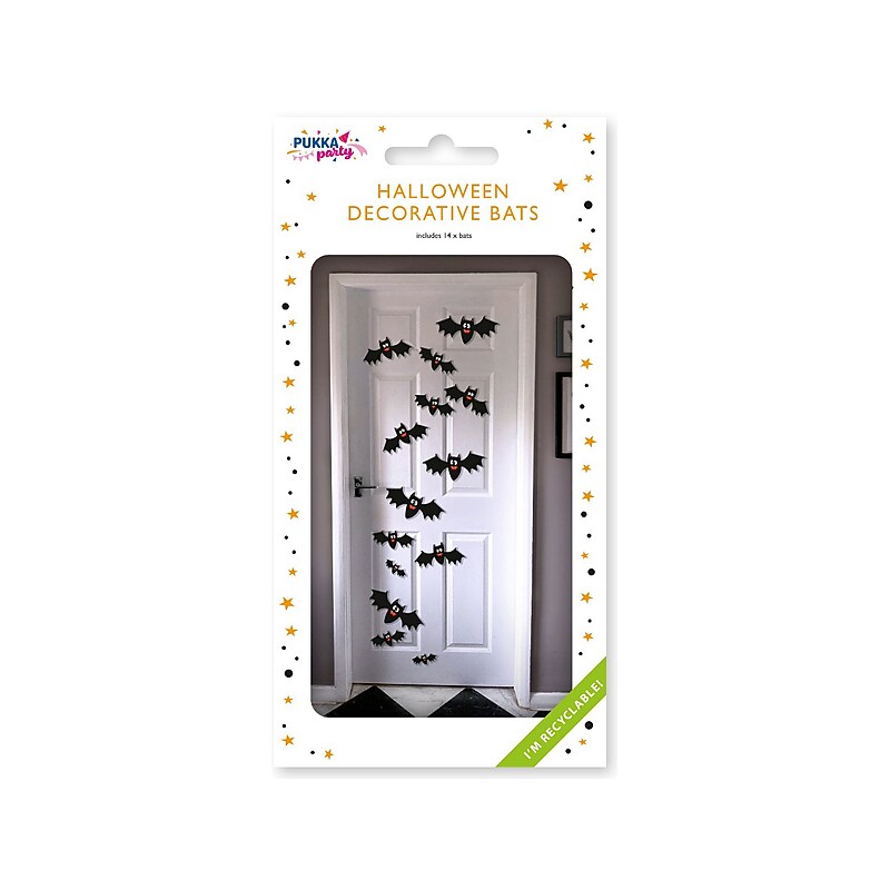 Pukka Party Halloween Door Bats, Black, 14/Pack (PTY436) image 1