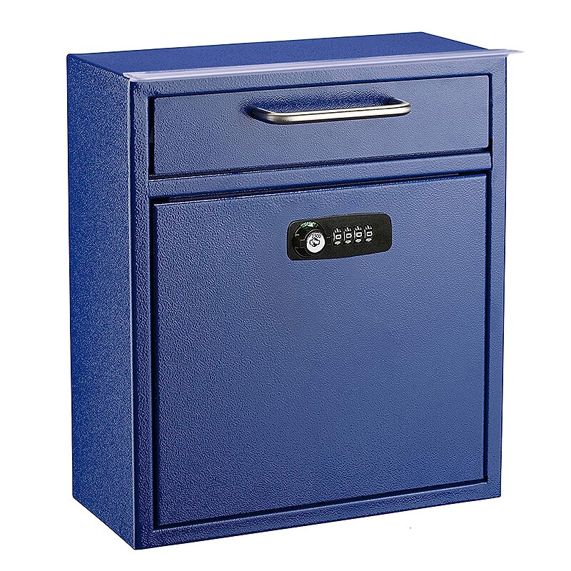 AdirOffice Steel Combination Locking Wall Mounted Interoffice Drop Box Mailbox, Medium, Blue (631-05-BLU-KCPK) image 1