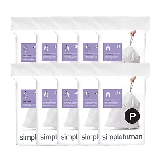 simplehuman Code P 13-16 Gallon Trash Bag, 50% PCR, 23.6