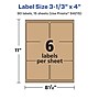 Avery Laser/Inkjet Multipurpose Labels, 4" x ", Kraft Brown, 90/Pack (94215)~#|#~F6CA0EBB-154F-41DB-9F90C3374F96E9A8_sc7