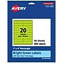 Avery Printable Rectangle Multipurpose Labels, 1" x 4", Bright Green, 800/Pack (94202)~#|#~F6CE6718-30BF-4EF3-B805D856D44685E9_sc7