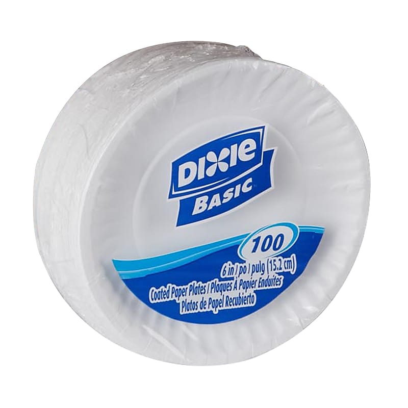 Dixie Basic Light-Weight Paper Plate by GP PRO, 6", White, 100/Pack (DBP06W) image 1
