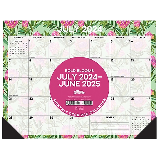 20242025 Willow Creek Bold Blooms 22" x 17" Academic Monthly Desk Pad