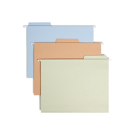 Smead FasTab 3Tab Colored Hanging File Folders, Letter, Assorted, 18