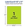 Avery Rectangle Multipurpose Labels, 8.5" x 11", Bright Green, 10/Pack (94269)~#|#~F6D19045-58AD-4C18-A610AA634AD336DB_sc7