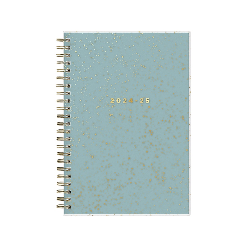 2024-2025 Blue Sky Splatter Dot Jade 5" x 8" Academic Weekly & Monthly Planner, Plastic Cover, Mint/Gold (149044-A25) image 1