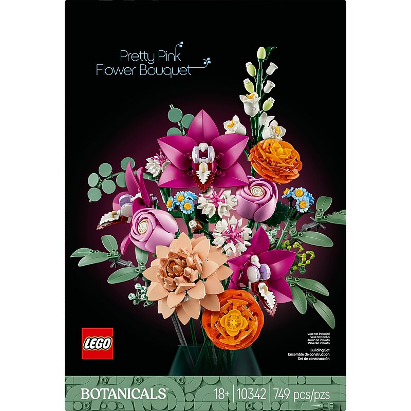 LEGO Botanicals Pretty Pink Flower Bouquet, 749 Pieces  (10342) image 1