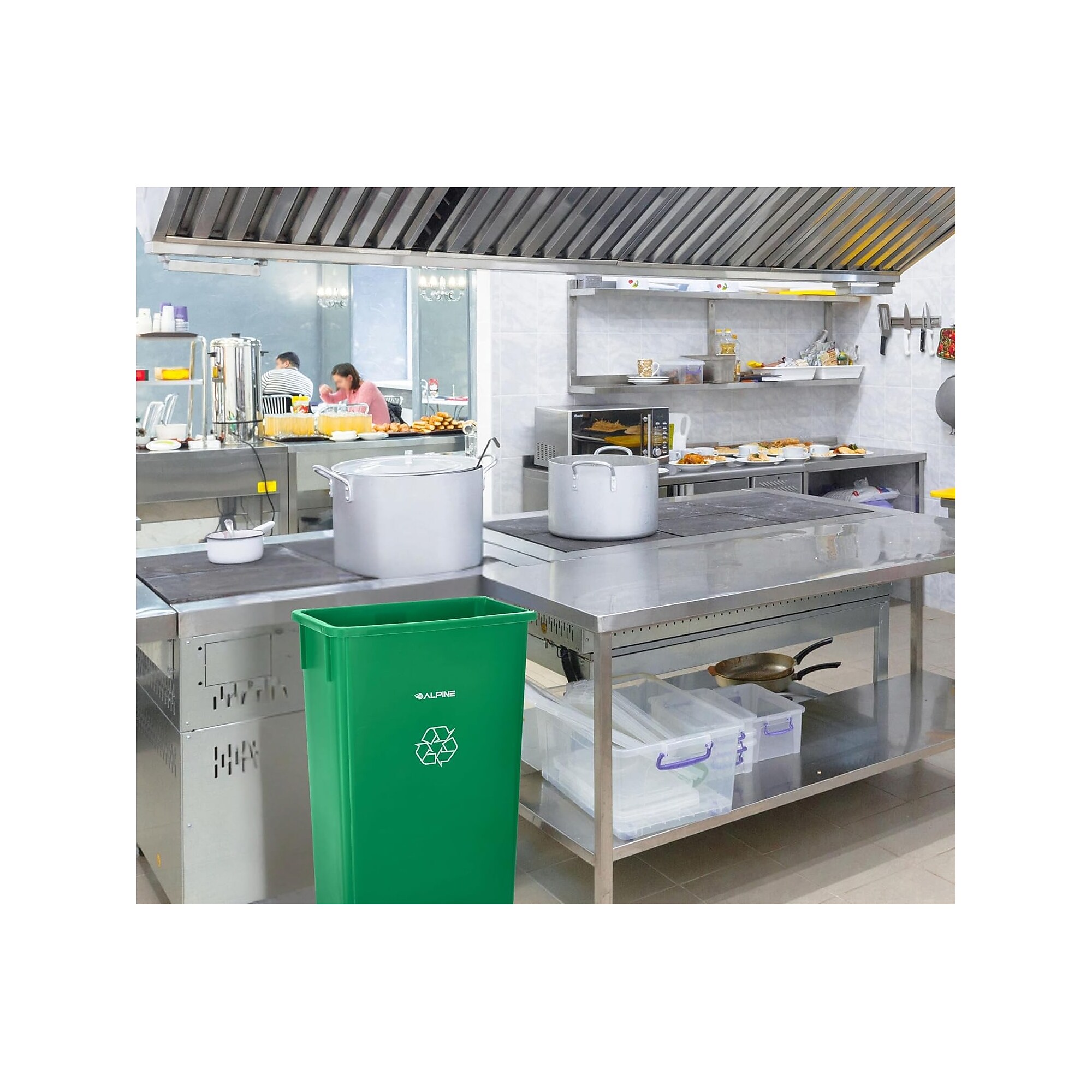 Alpine Industries Polypropylene Recycling Bin and Dolly, 23 Gallon, Green, 3/Pack (ALP477-GRN-3PKD) Sansujyuku sansujyuku.com