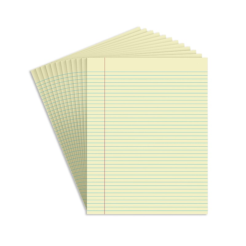 Staples Notepads, 8.5" x 11" (US letter), Narrow Ruled, Canary, 50 Sheets/Pad, Dozen Pads/Pack (ST57296) image 1