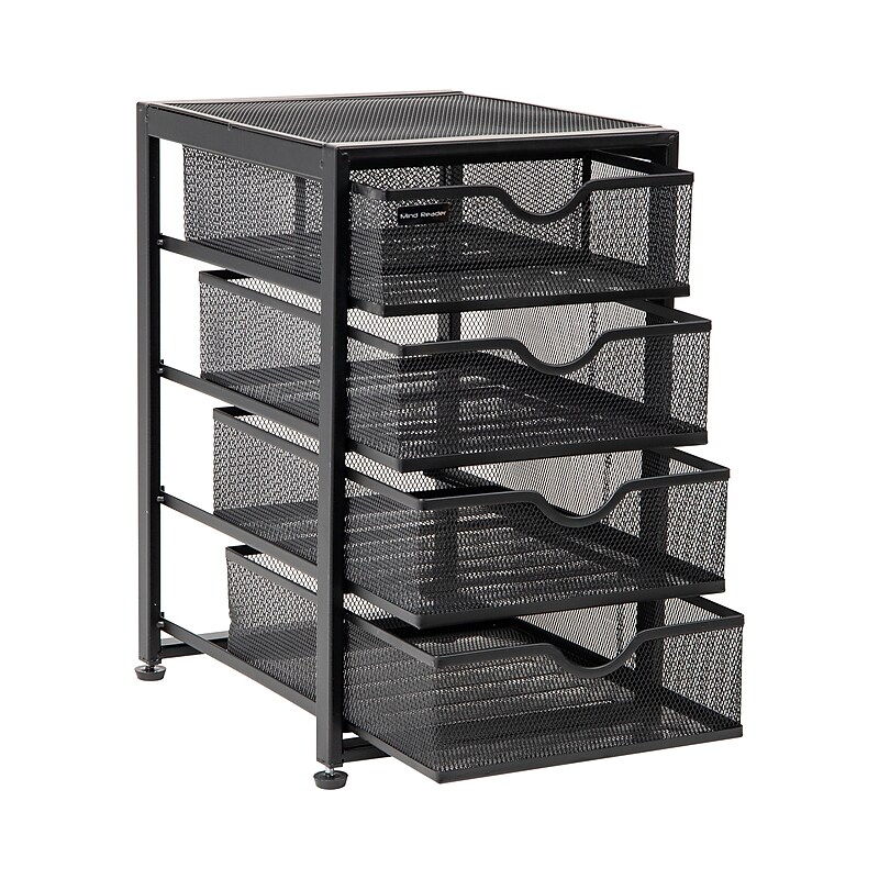 Mind Reader 4-Drawer Desktop Storage, Metal Mesh, Black (4TMCA-BLK) image 1