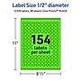 Avery Laser/Inkjet Multipurpose Circle Labels, 0.5" Dia., Neon Green, 12320/Box (94503)~#|#~F6E60EDB-347C-4940-A3D1073AAF3E280F_sc7
