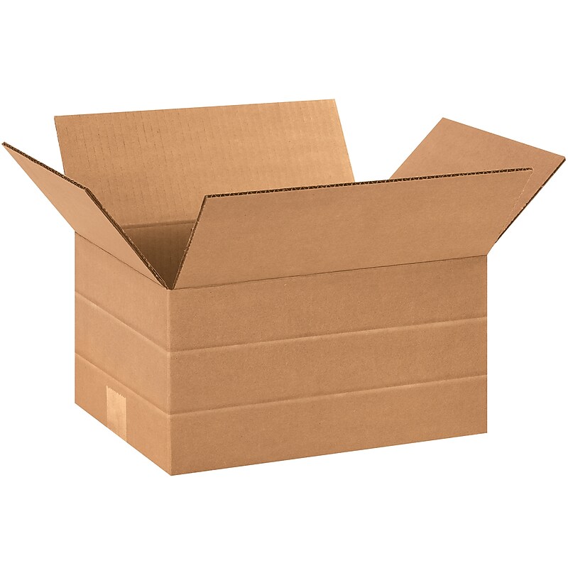 12" x 9" x 6" Multi-Depth Shipping Boxes, 32 ECT, 25/Pack (MD1296) image 1