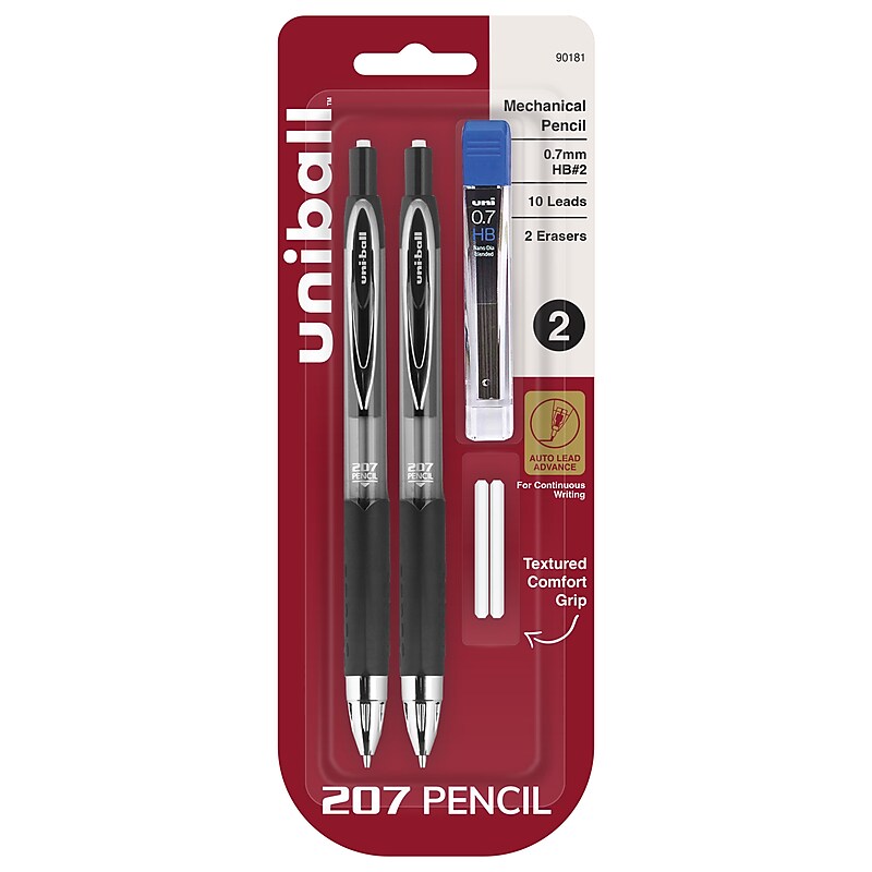 uni-ball 207 Mechanical Pencil, 0.7mm, #2 Medium Lead, 2/Pack (90181) image 1