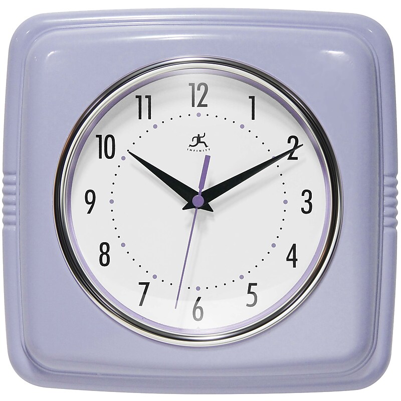 Infinity Instruments Square Retro Lilac Wall Clock, 9.25" (13228LR-4103) image 1