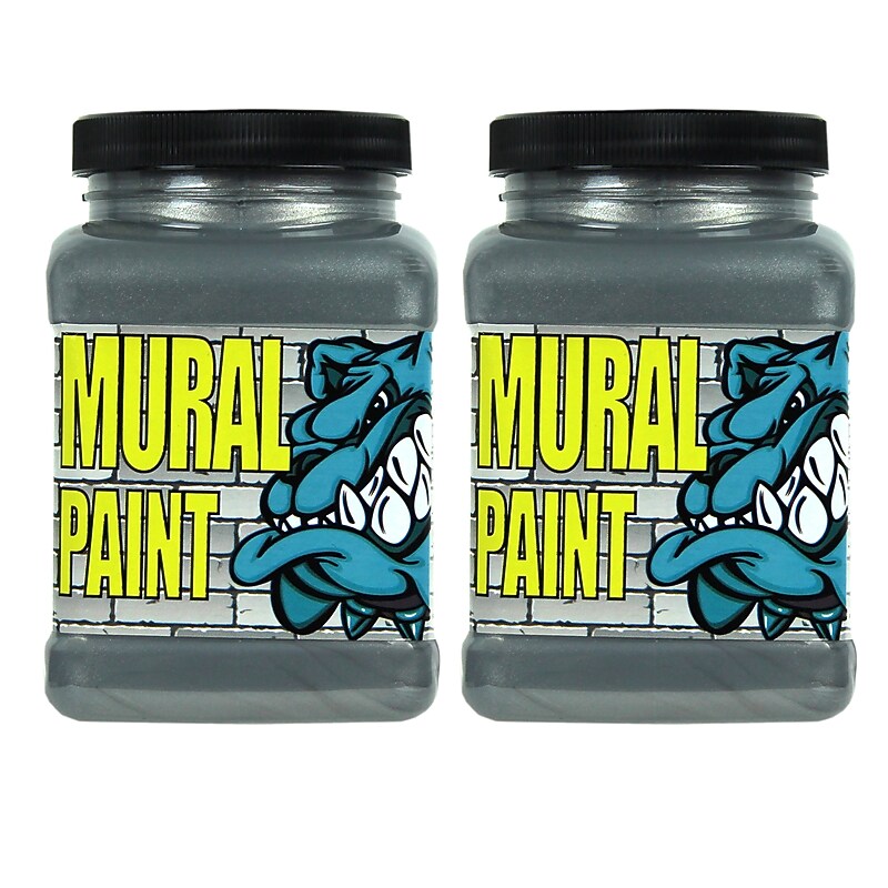 Chroma Acrylic Mural Paint, Rock Star (Silver), 16 oz., 2/Bundle (CRM2459-2) image 1