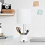 Simple Designs Hammered Metal Organizer 18.50" LED Table Lamp with USB Charging Port, White (LT1085-WHT)~#|#~F6F981E3-3290-4C65-8216DB29132AF811_sc7