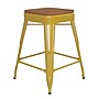 Flash Furniture Kai Indoor-Outdoor Backless Counter Height Stool, Yellow with Teak Seat (CH3132024YLPL2T)~#|#~F6FC0AD4-19DD-484E-9E820AB06F154529_sc7