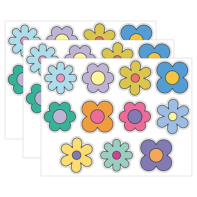 Carson Dellosa Education Happily Ever Elementary Retro Remix Flowers Cutouts, 36/Pack, 3 Packs/Bundle (CD-120656-3) image 1