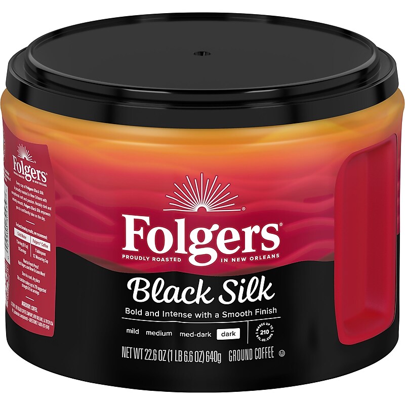 Folgers Black Silk Ground Coffee, Dark Roast, 22.6 oz., Each (SMU30439) image 1