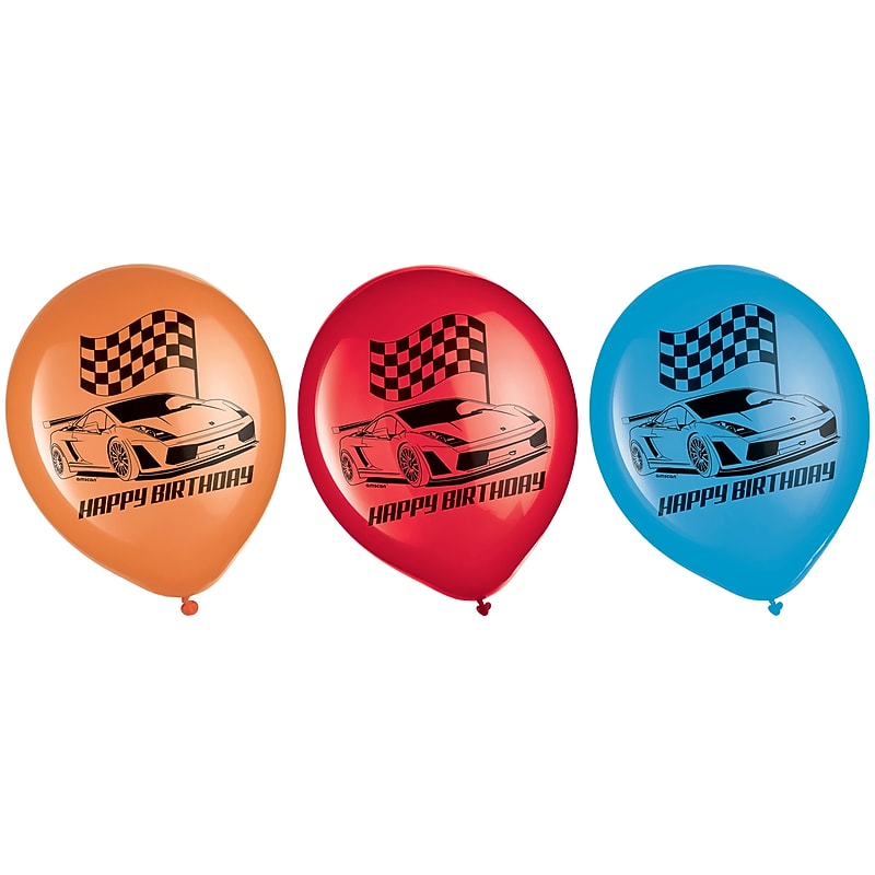 Party City 12" Hot Wheels Printed Latex Balloons, 6/Pack (AM114172) image 1