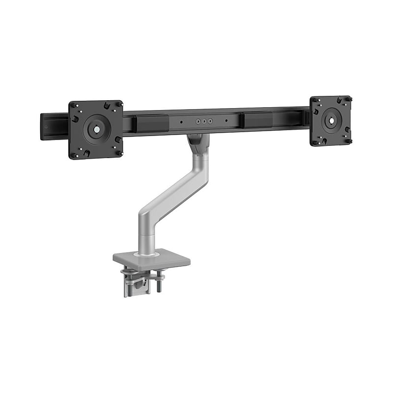 Humanscale M8.1 Adjustable Dual Monitor Arm, Up to 28" Monitors, Silver (M82CBS) image 1