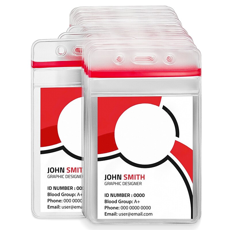 Staples Vertical Sealable ID Badge Holders, 5" x 3", Vinyl, Clear, 50/Pack (51923) image 1