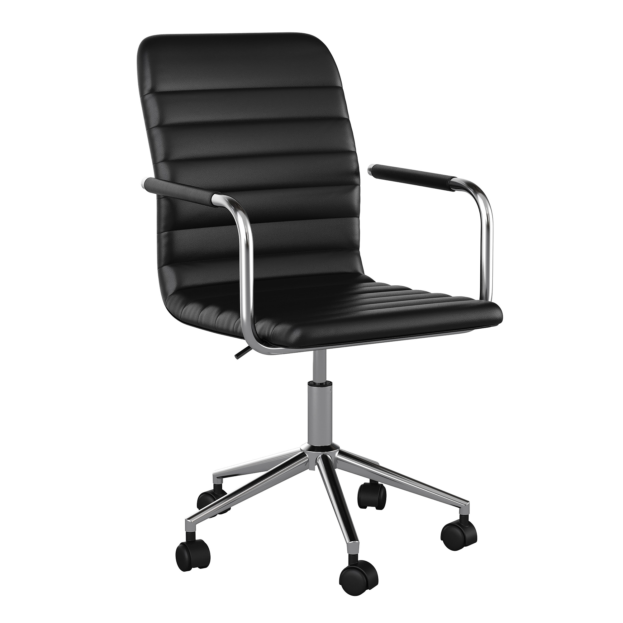 Martha Stewart Taytum Faux Leather Swivel Office Chair, Black/Polished Nickel (CH142370BK) Sansujyuku sansujyuku.com