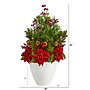 Nearly Natural Artificial Poinsettia, Boxwood and Succulent Arrangement in White Vase, 32" (A1397)~#|#~F71A27E2-DFC3-4154-82767275B6B8C850_sc7
