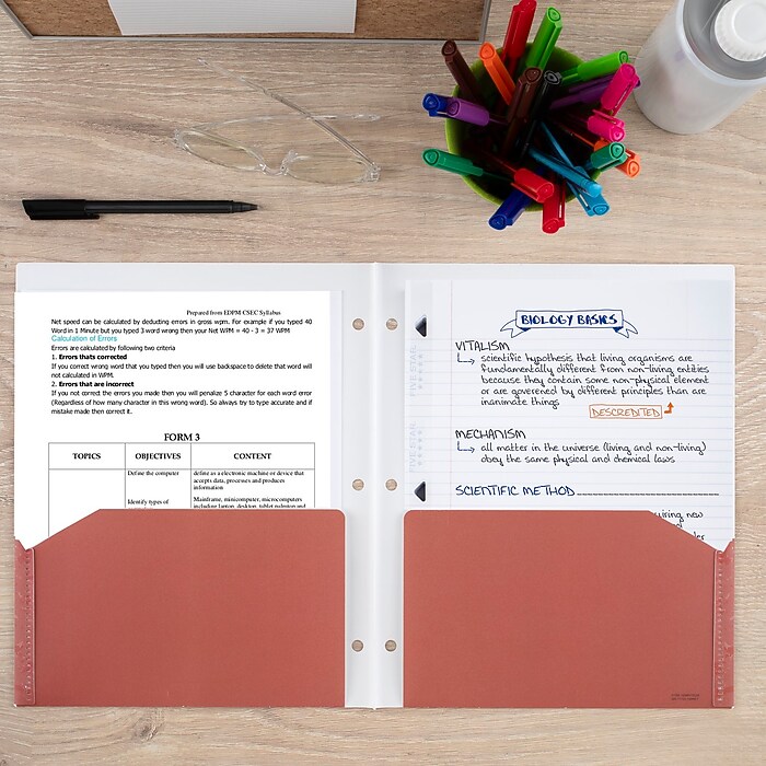 Five Star 100% Recycled 3-Hole Punched 2-Pocket Paper Folder