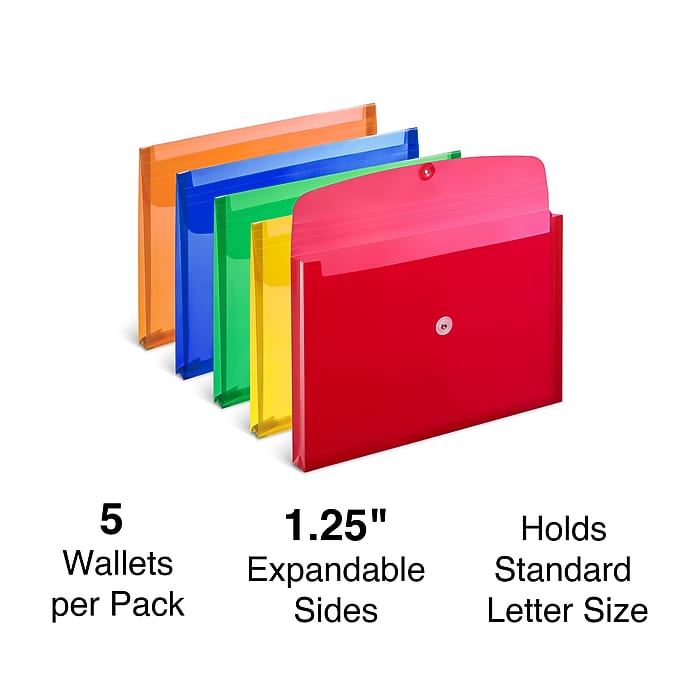 Staples Expanding Wallets, Button & String Closure, Legal Size