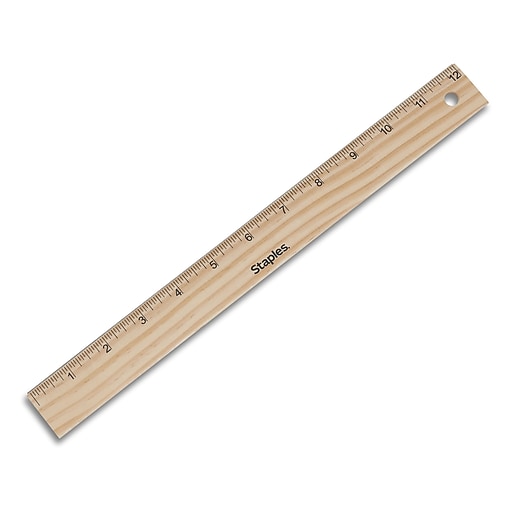 Staples 12" Wooden Standard Imperial Scale Ruler, Wooden (51881CC