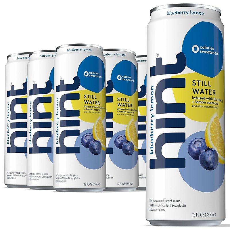 Hint Blueberry Lemon Flavored Purified Water, 12 fl. oz., 24 Cans/Carton (00337) image 1