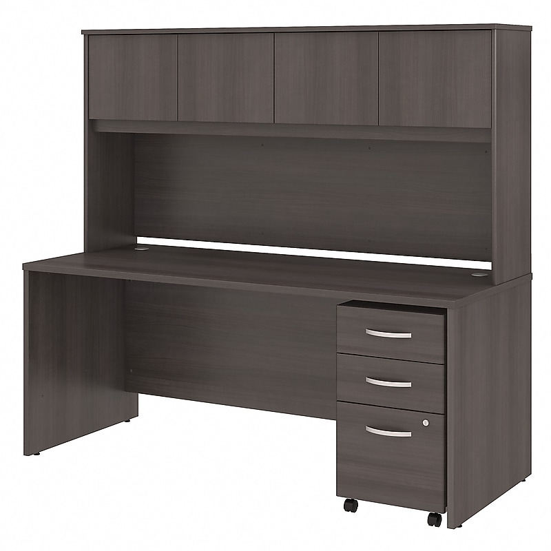 Bush Business Furniture Studio C 72"W Office Desk with Hutch and Mobile File Cabinet, Storm Gray (STC011SG) image 1