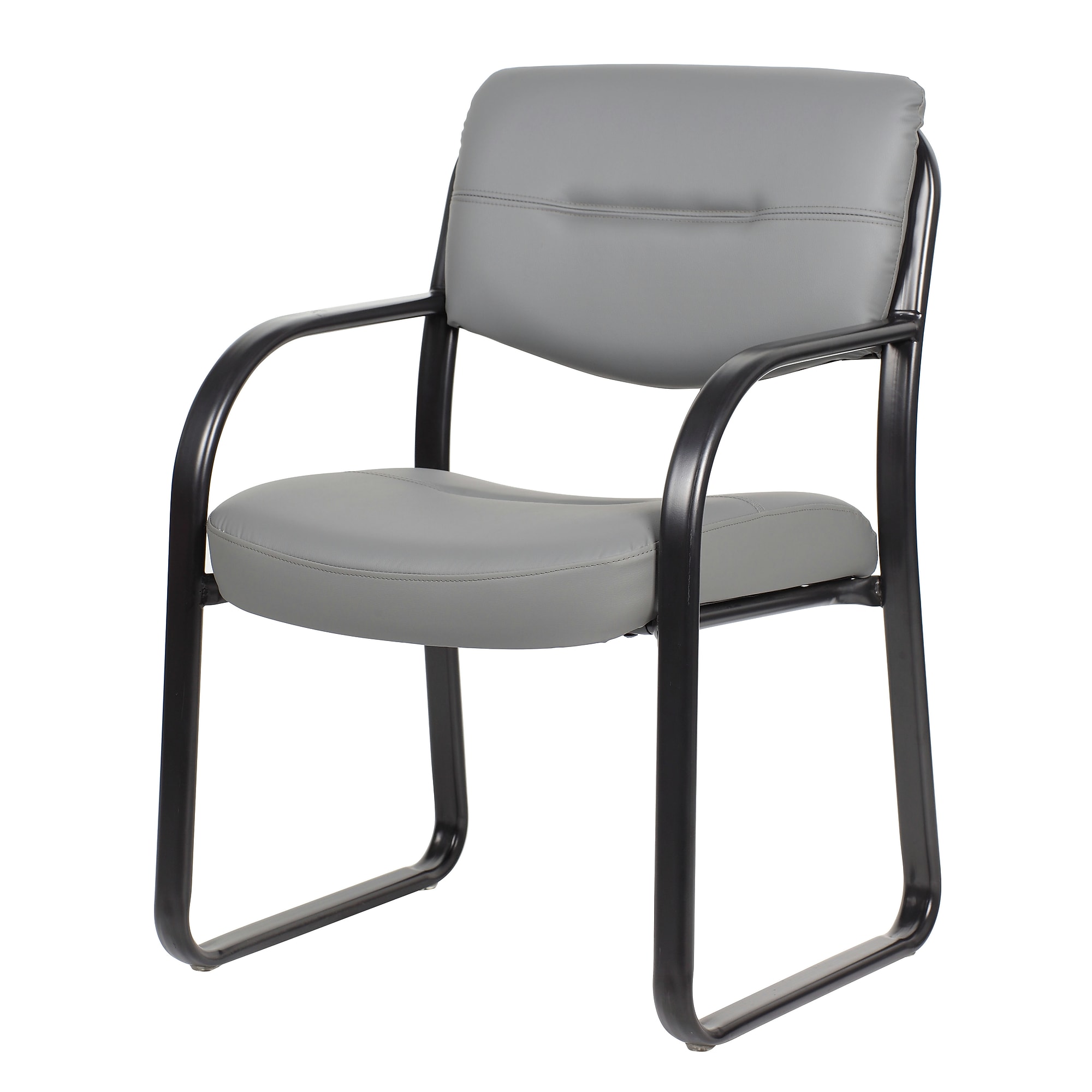 Boss LeatherPlus Guest Chair with Sled Base, Gray (B9529-GY) Sansujyuku sansujyuku.com