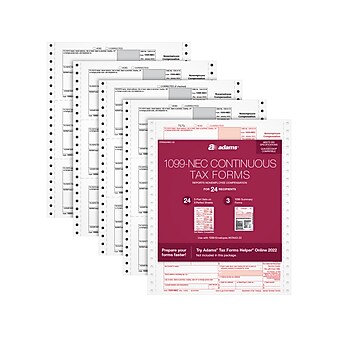 Adams 2022 1099-NEC Tax Form, 5-Part, 24/Pack (STAX524NEC-22)