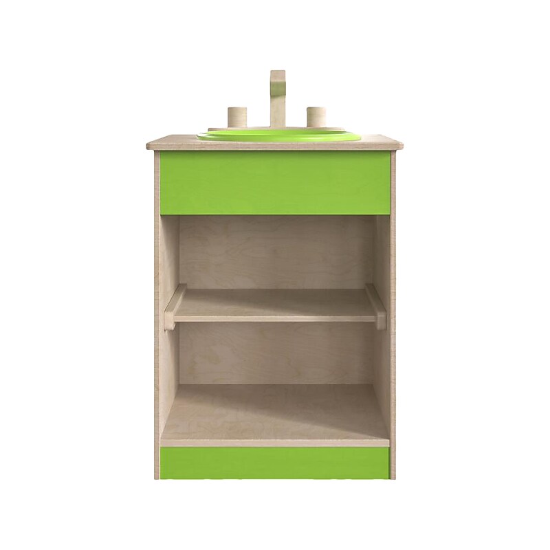 Flash Furniture Bright Beginnings 2-Section Children's Kitchen Sink with Integrated Storage, Brown/Green (MK-ME03515-GG) image 1