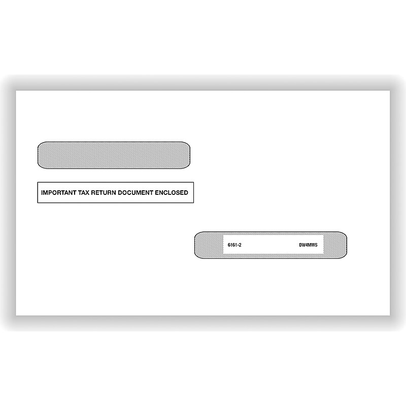 ComplyRight Self Seal 1099-R Tax Double-Window Envelope, 5.63" x 9", White, 100/Pack (DW4MWS) image 1
