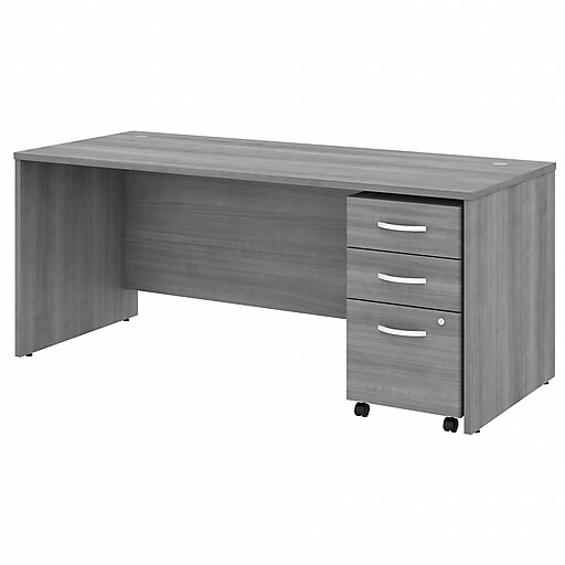 Bush Business Furniture Studio C 72"W Office Desk with Mobile File Platinum Gray