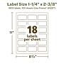 Avery EcoFriendly Laser/Inkjet Rectangle Multipurpose Labels, 1-1/4" x 2-3/8", White, 1800/Box (94227)~#|#~F74580DB-571B-4130-BE11CBC7AEAC6115_sc7
