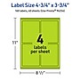 Avery Printable Rectangle Multipurpose Labels, 4.75" x 3.75", Bright Green, 160/Pack (94254)~#|#~F745B2DB-F78D-4824-AA46FBAC7FA264BA_sc7